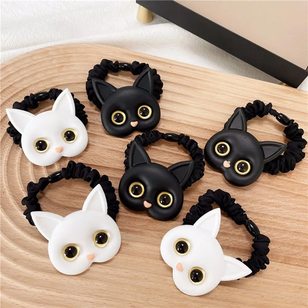 Dulce Simple coreano acrílico Animal tela Scrunchies sombreros de gatito lazos para el cabello femeninos cuerda para el cabello de dibujos animados