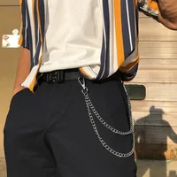 Porte-clés de taille, portefeuille en jean, pantalon Hip-hop, chaînes de ceinture en métal Punk Rock, chaîne superposée pour hommes et femmes, accessoires de bijoux 2