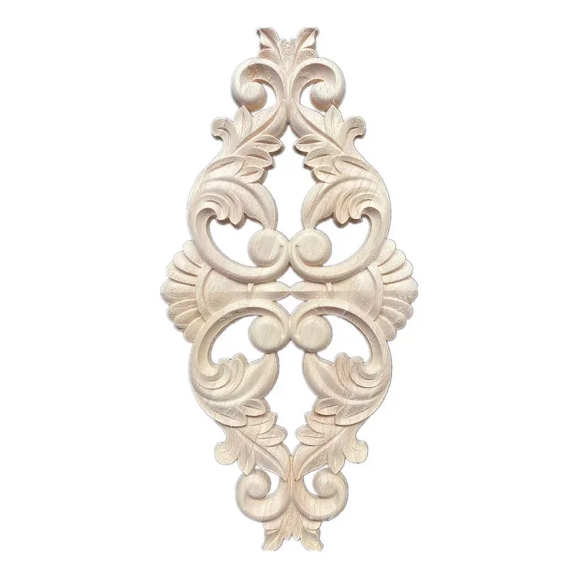 33-40cm Wood Decal Corner Wood Applique Onlay Home Window Unpainted Ornamental Furniture Bed Door Cabinet Decor