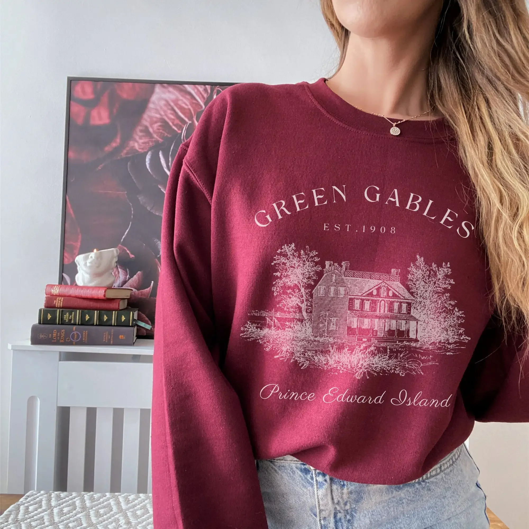 Women Fleece Y2K Top Retro Loose Sweatshirt Dark Academia Anne with an E Sweatshirt Anne of Green Gables Bookish Sweatshirt