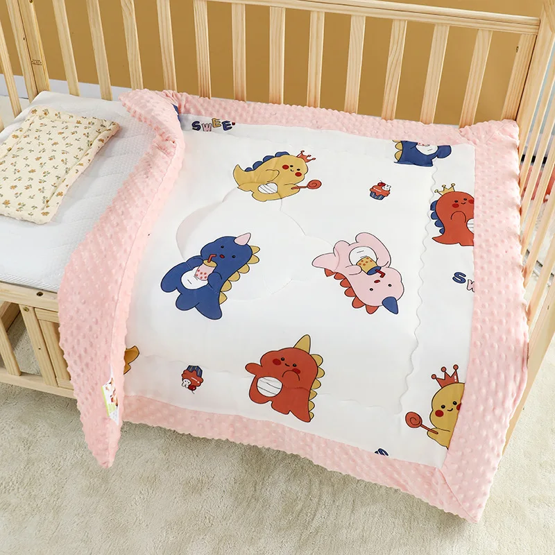 Newborn Blanket Winter Cotton Soft Skin Baby Sleeping Mat Outdoor Stroller Windproof Thicken Warm Cartoon Print Small Quilt