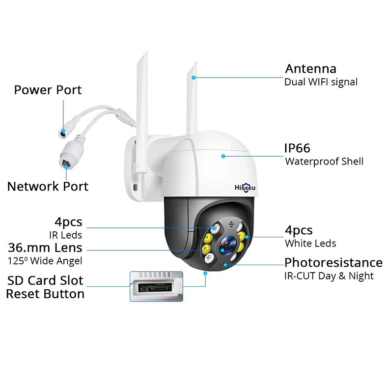 Hiseeu Smart Wifi PTZ Camera 8MP 5MP AI Human Detection ONVIF Wireless CCTV IP HD Camera Iptv Security Protection Halloween Gift