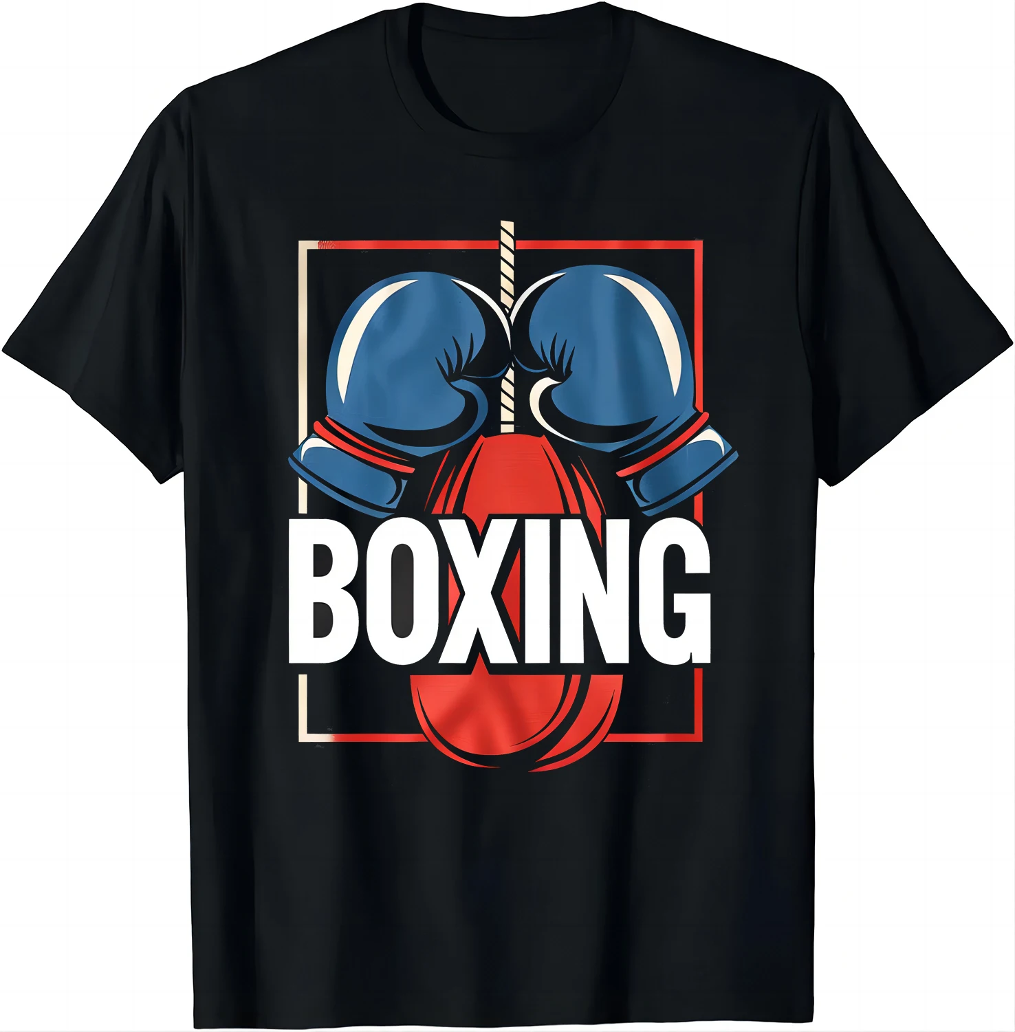 Black Boxing T-shirt with Blue Glove Print The Ultimate Fighting Style Tshirt Graphic T Shirts Men Clothing Tops Streetwear