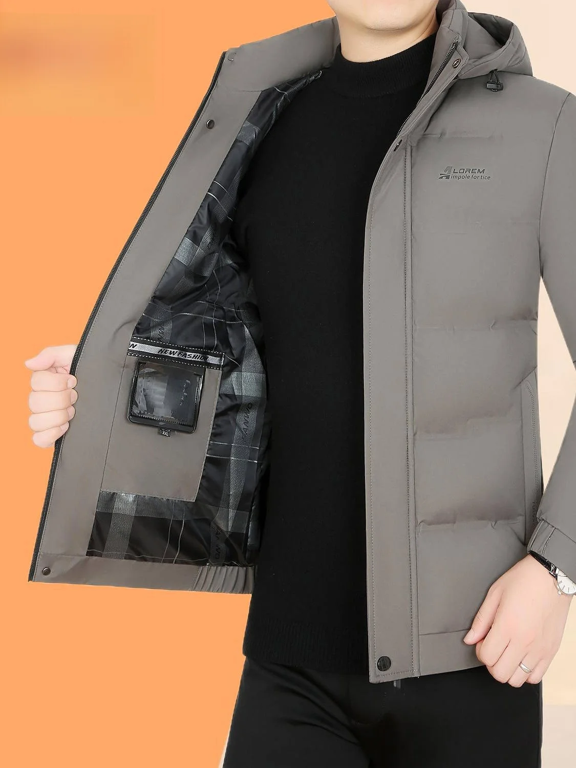 

Men's Winter Thickened Warm Cotton Jacket Casual Hooded Parka Coat Fashion Urban Style Polyester Fiber Regular Length Long Coat