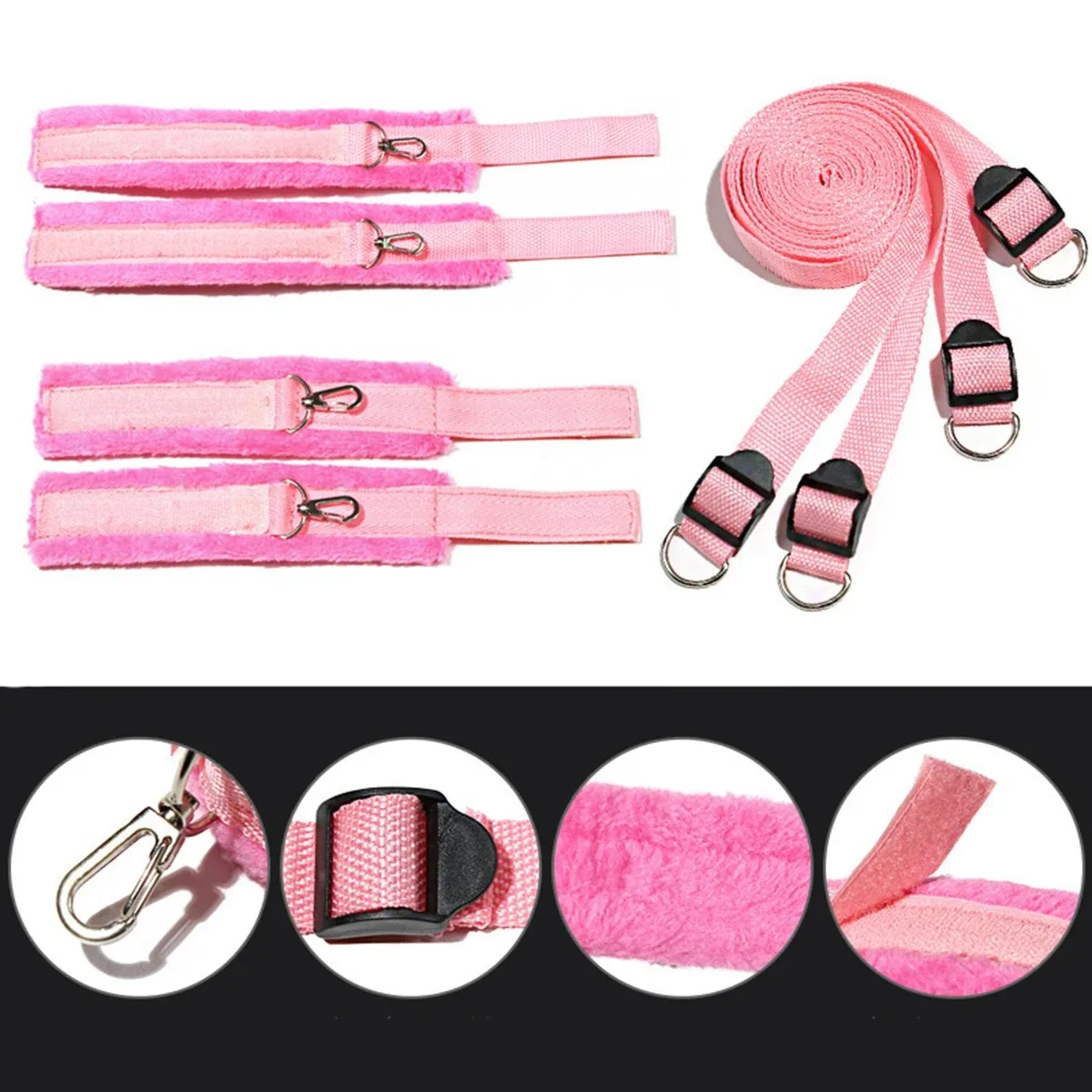 Bed Restraint System BDSM Bondage Kit Adjustable Wrist Ankle Cuffs Handcuffs Open Leg Strap SM Sex Toys For Couples Women Adult view 3
