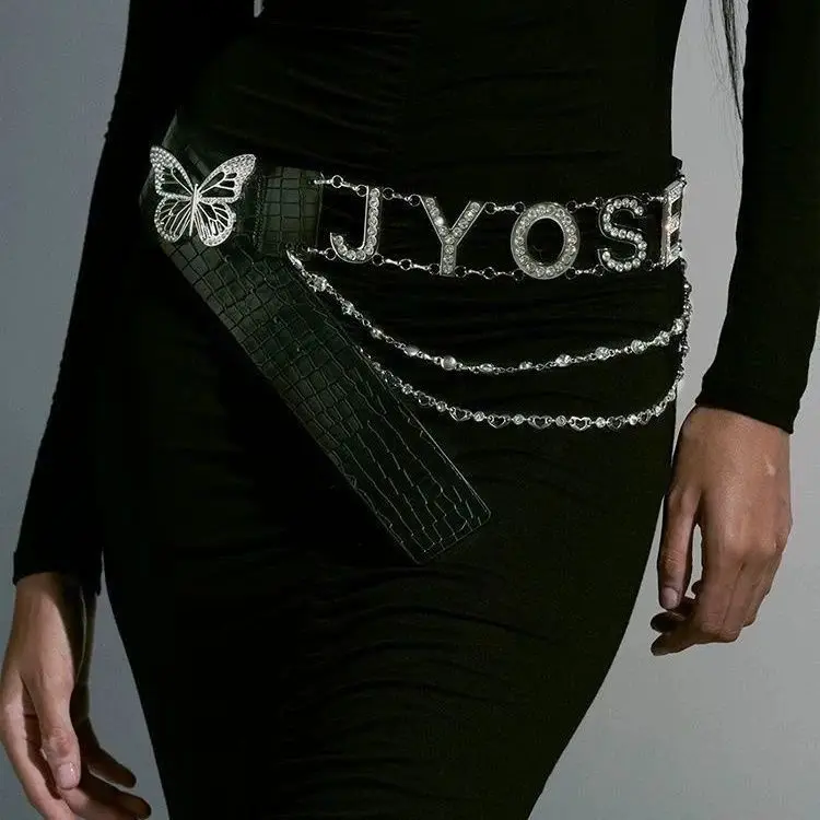 

Розовый, коричневый, черный узор, бабочка, блестящий пояс со стразами, женский модный аксессуар, косплей