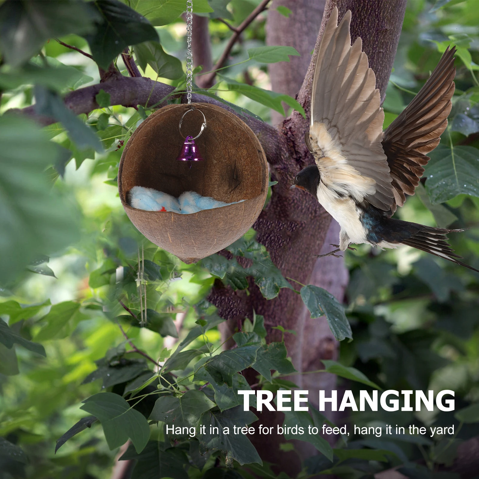 

Pet Coconut Shell Nest Parrot Bed Cockatiel Beds Warm Bird Coconuts Hanging