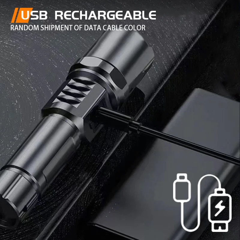 C9 Super Bright LED Flashlight USB Rechargeable with Tactical Zoom High Power Spotlight for Outdoor Camping Fishing