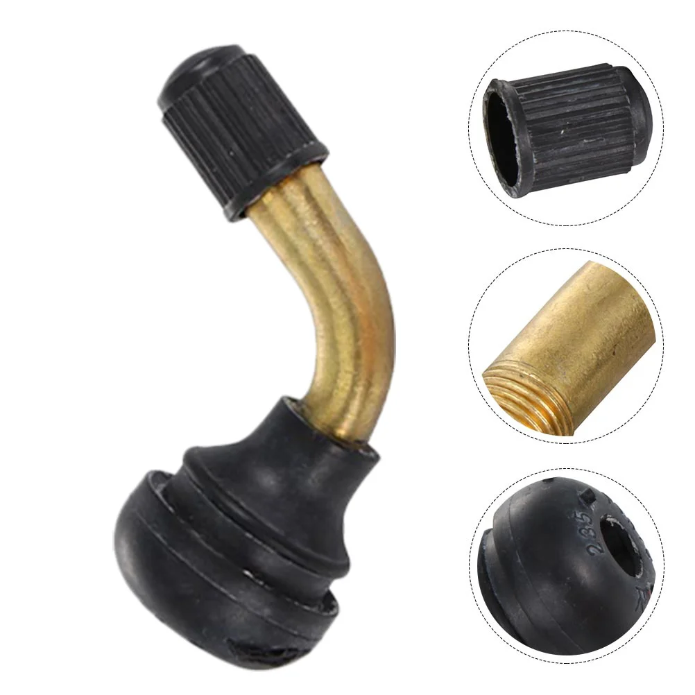 

6Pcs Vacuum Tire Valve Stem Extenders Angled Copper Rubber ABS Stem Replacement Kit for Car Motorcycle Atv Wheels