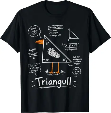 Y2k Mathematik Geometrie Persönlichkeits-T-Shirts, Dreieck Möwe Vogel Wortspiel Lustiges Geometrisches T-Shirt aus Weicher Baumwolle – Detail 11