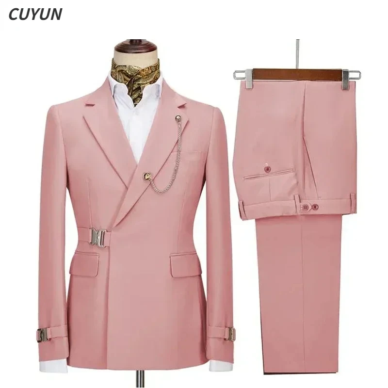 Suits For Men 2 Pieces Set Elegant Wedding Party Luxury Blazers Italian Designer Classic Full Jackets Pants Without Accessories