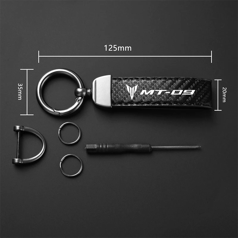 Keychain Motorcycle Carbon Fiber Leather Keychain For Yamaha MT01 MT09 MT07 MT10 MT03 MT 01 09 07 03 10 MT-01 MT-10 MT-03 image 6