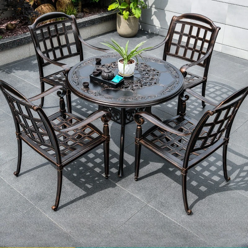

Outdoor cast aluminum tables and chairs courtyard garden leisure alloy open-air balcony waterproof and sunscreen