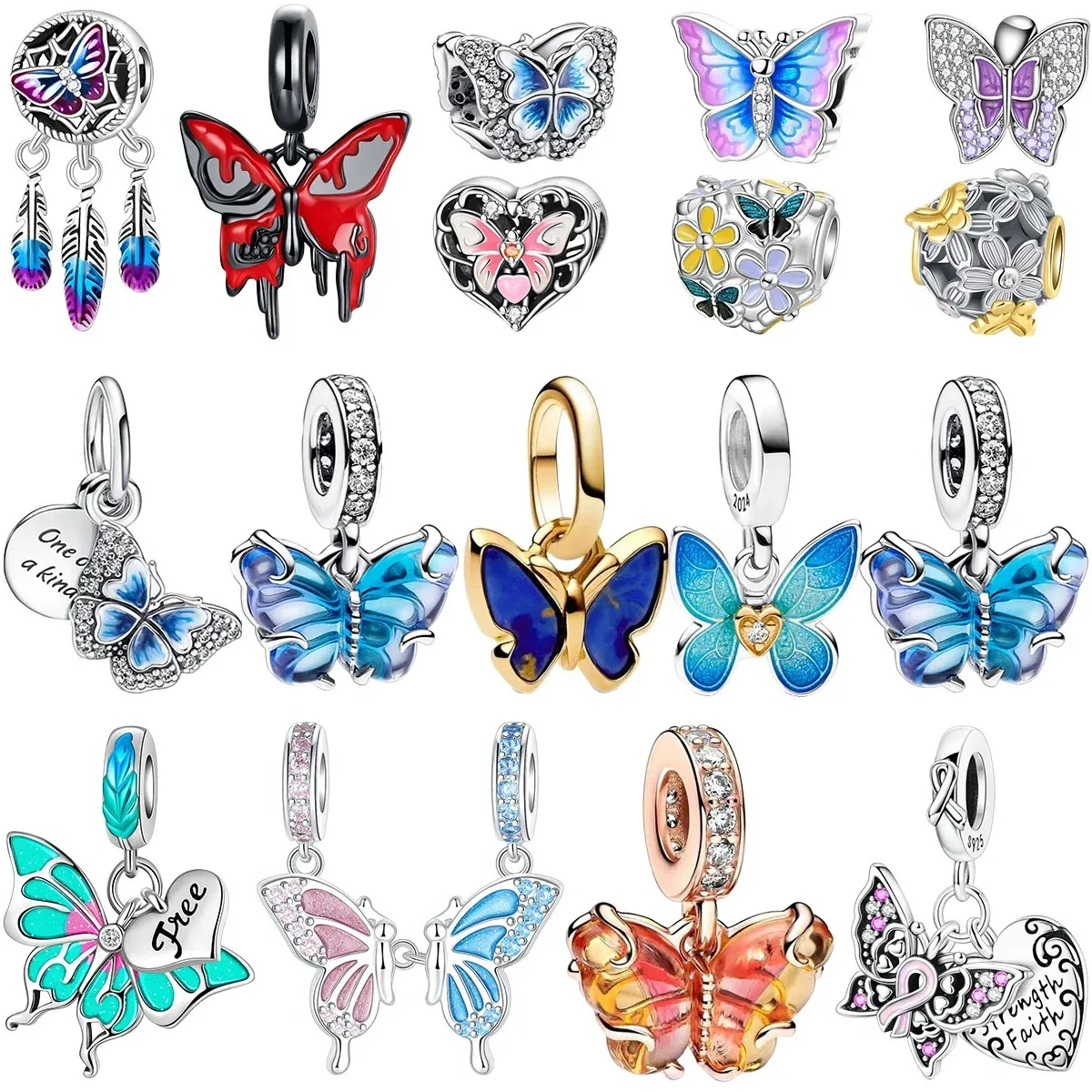 

Оригинальные подвески из стерлингового серебра 925 пробы, кулон-бабочка, стрекоза, цветы, бусина для женщин, ожерелье, браслет «сделай сам», изысканные ювелирные изделия, подарок