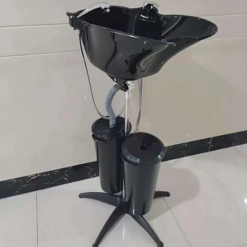 Modern Double Barrel Shampoo Basin Portable Wash Bowl with Pump Movable Flush Sink for Home Use Simple Design Household