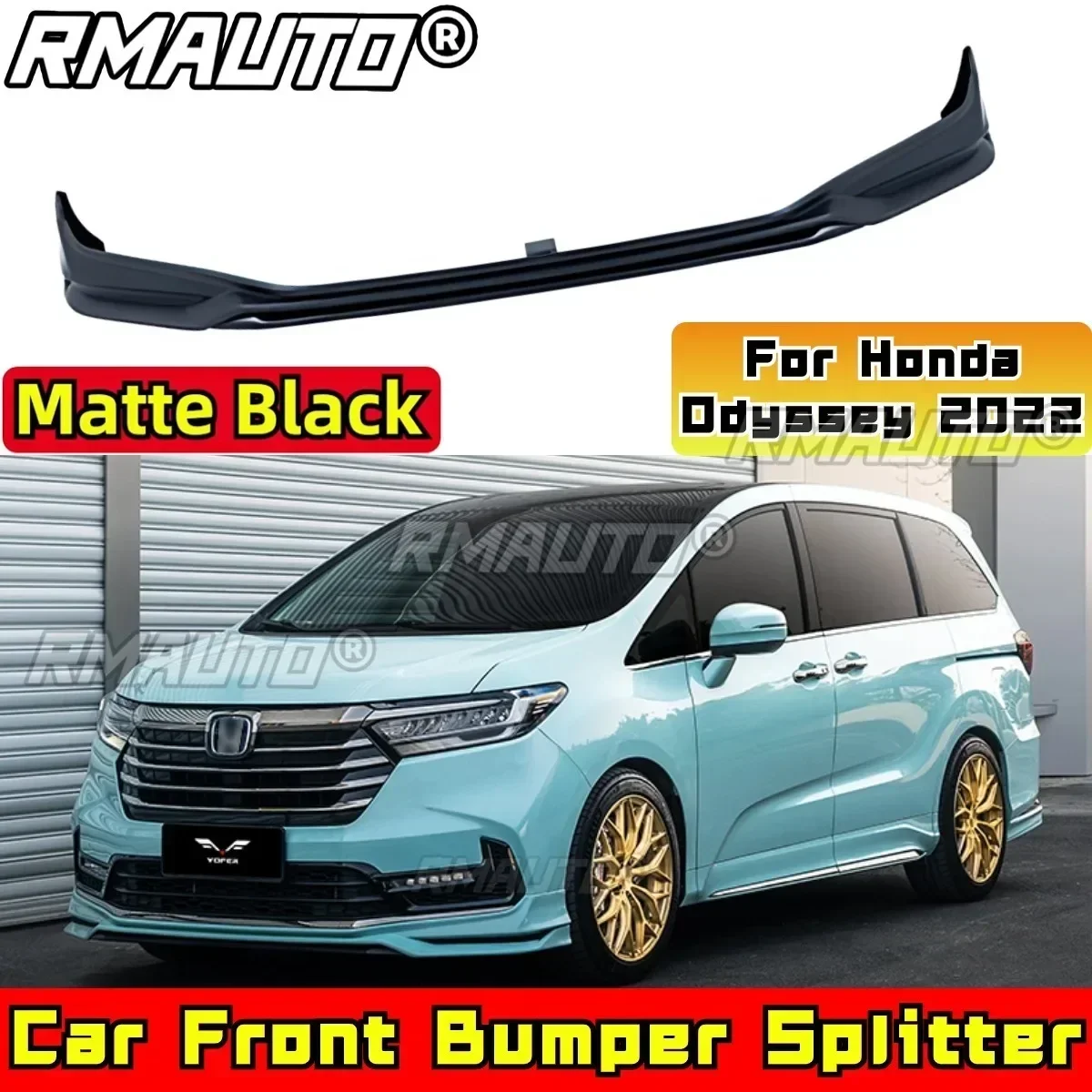 For Honda Odyssey 2022 Body Kit Front Bumper Splitter Matte Black YOFER Style Front Bumper Spoiler Car Accessories