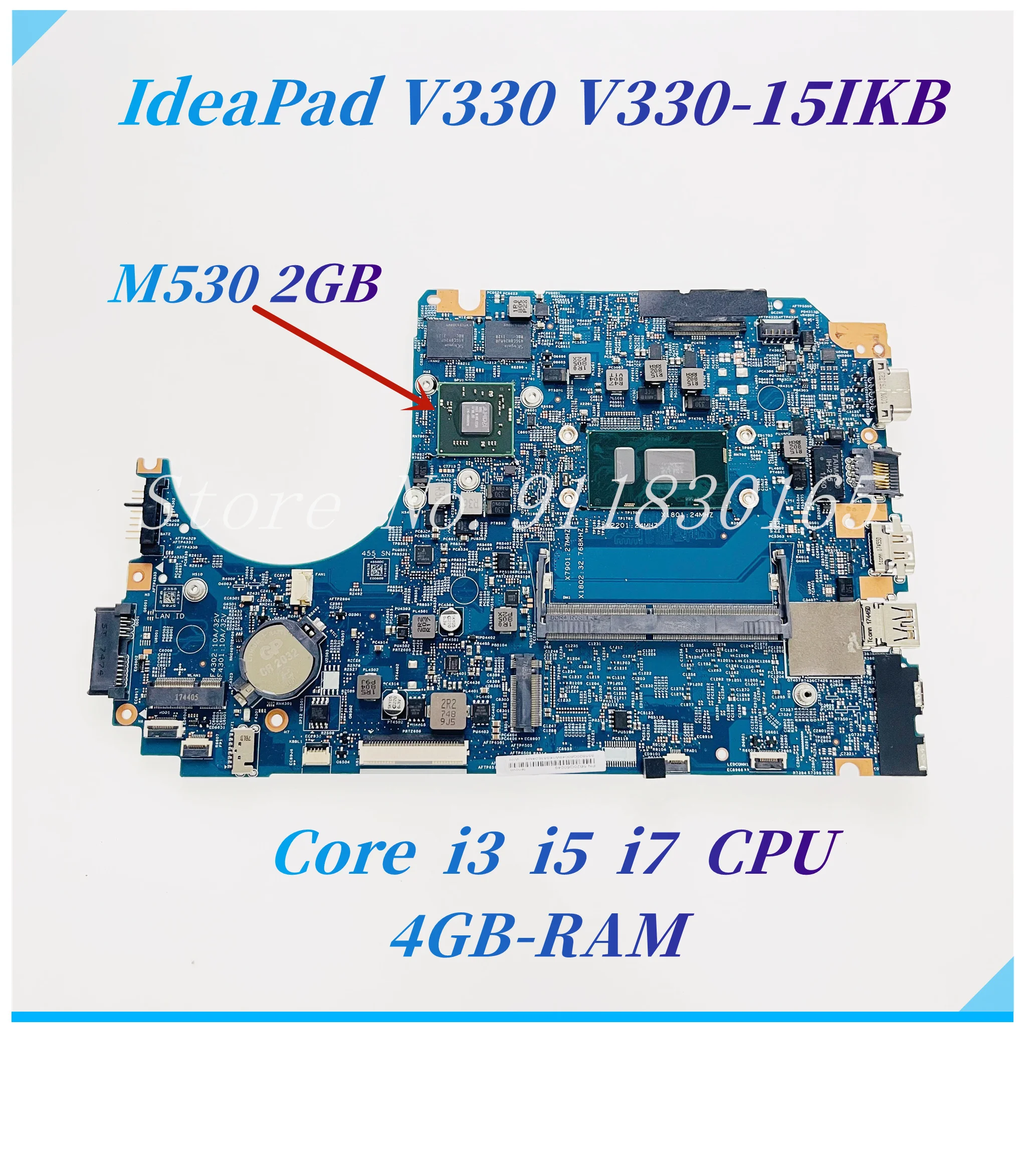 placa mae para lenovo v330 v33015ikb v330 15ikb i38130u i59250u i7 8550u i7 8550u 4g ram m530 2g mb 178073 4480dc040031 01