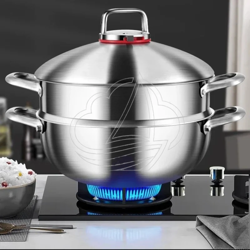 Extra Thick 316 Stainless Steel Micro Pressure Steamer Household Large Capacity Cooking Pot Soup Pot