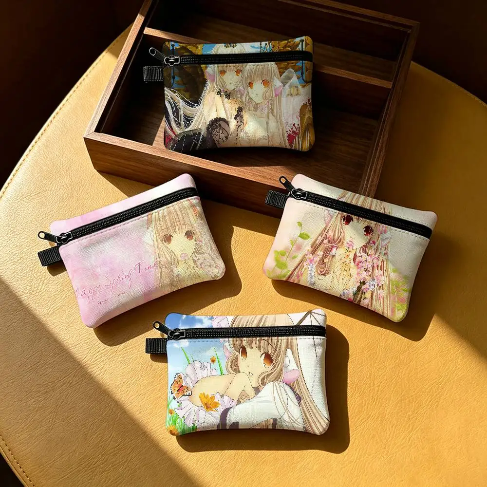 Anime Manga Comic Chobits Waterproof Zippered Coin Purse – Lightweight Hanging Wallet For Coins ID Cards