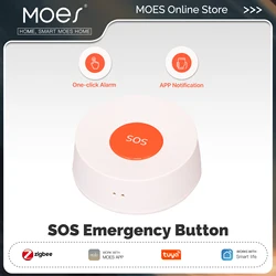 MOES Tuya ZigBee SOS Button Alarm APP Notification One Click For Emergency Help Elderly Children Patient Hospital Home Safety