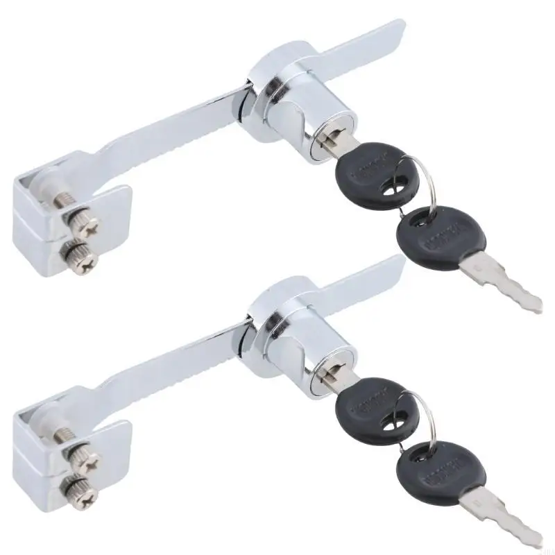 2Pcs Stainless Steel Glass Case Lock Sliding Glass Door Ratchets Lock with