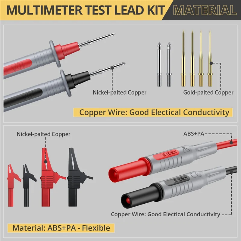 ABXF-Multi Test Leads ชุดทดสอบมัลติมิเตอร์ไฟฟ้าพร้อมคลิปจระเข้ Test Probe ปลั๊กกล้วยสปริง