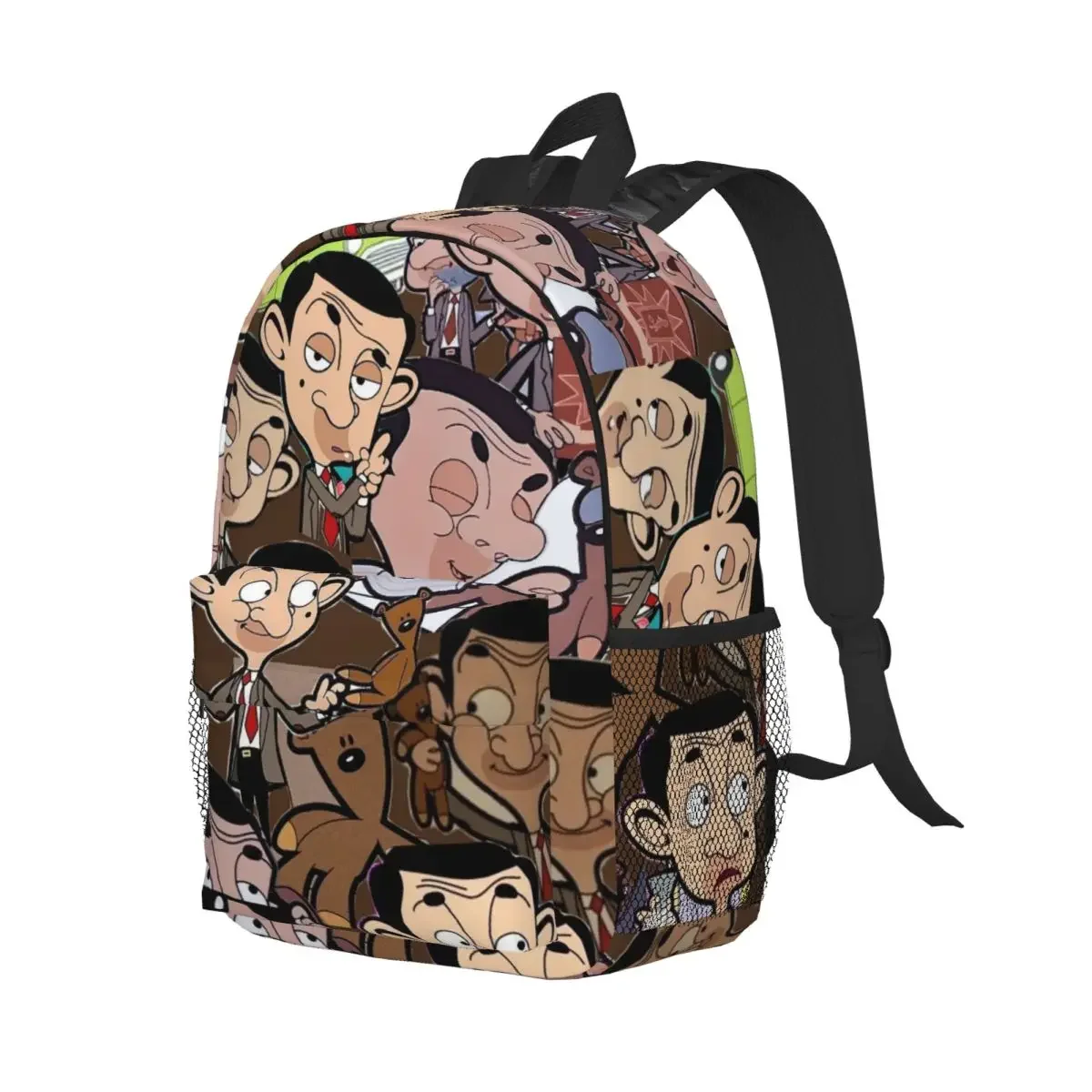 

Mr. Bean Cartoon Backpack Student Boys Girls BookBag Children School Bag Laptop Shoulder Bags for Men Women