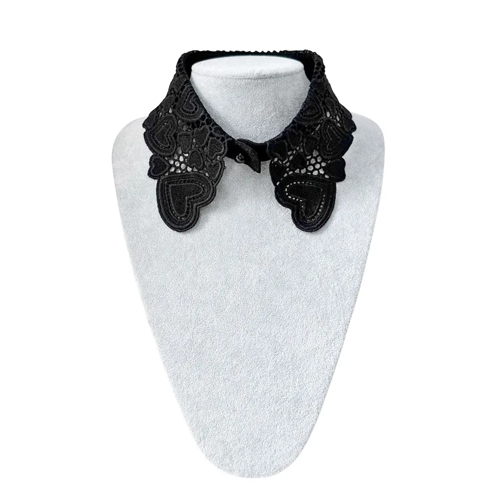 

Lace Fake Collar Detachable Pearl Button Pointed Collar Fake Collar Embroidered Pearl Button Water Soluble Clothes Accessories