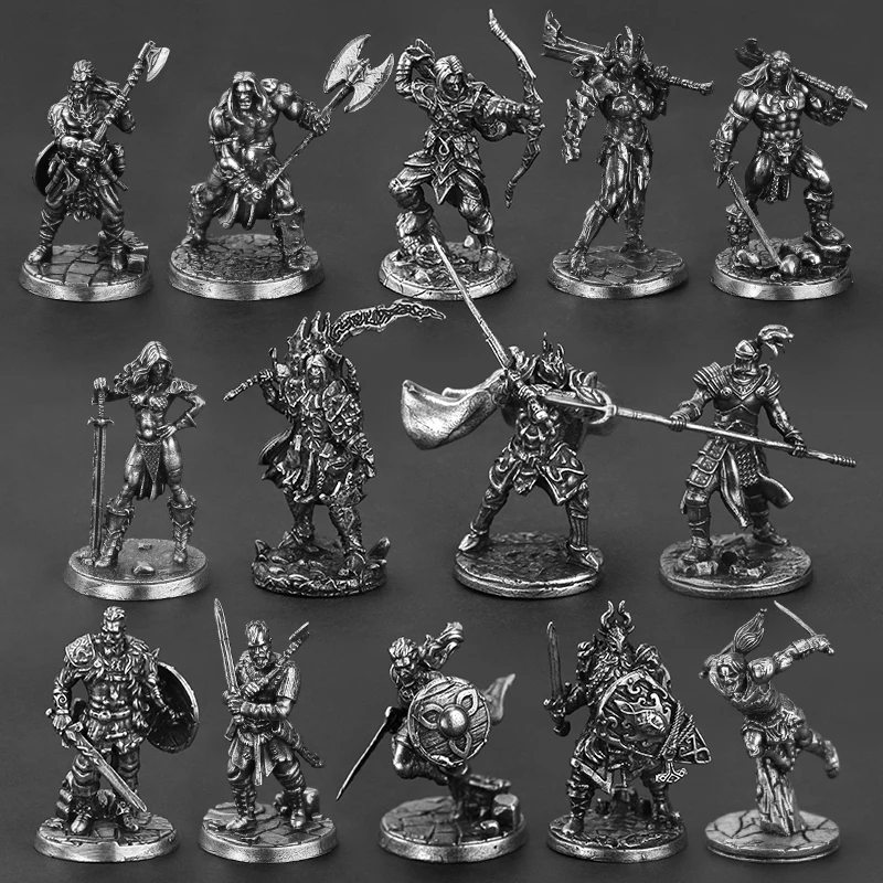 White Brass Arthur Handmade King Warrior Mini Model Toy Popular Game Character Statue Desktop Decoration Chess War Legion
