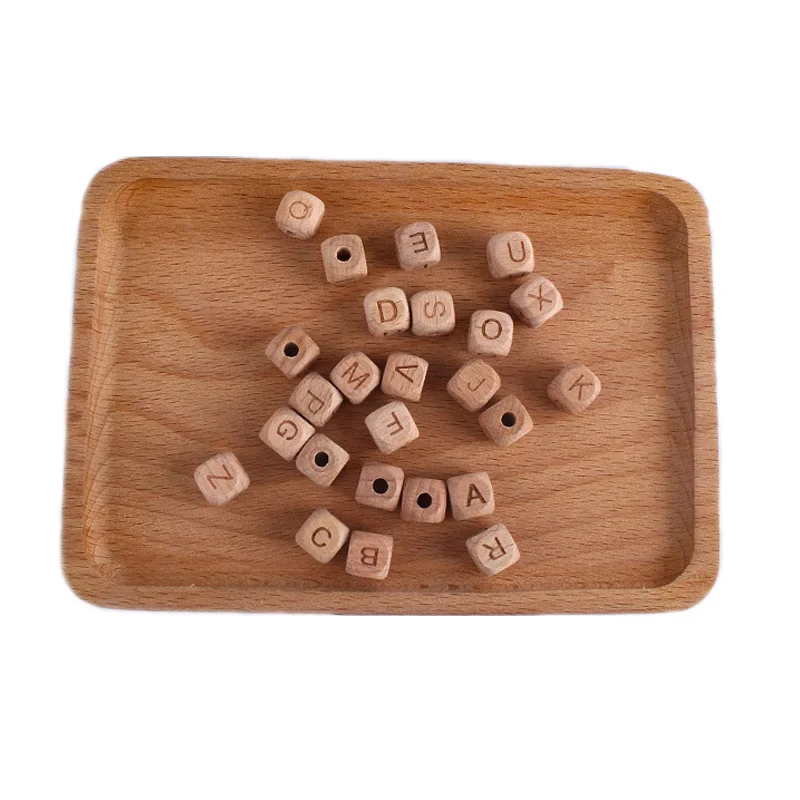 260pcs Wooden Alphabet Letter Beads Natural Wood 12mm Loose Beads For DIY Baby Teether Chewing Pacifier Clip Chain Accessories