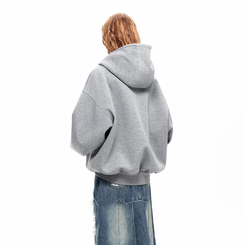 Moletom com capuz solto streetwear com mangas caídas para roupas esportivas femininas