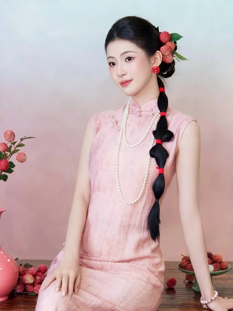 

2026 New Style Lychee Photography Artistic Soft Tone Pink Improved Photography Costume Traditional Chinese Ethnic Wear