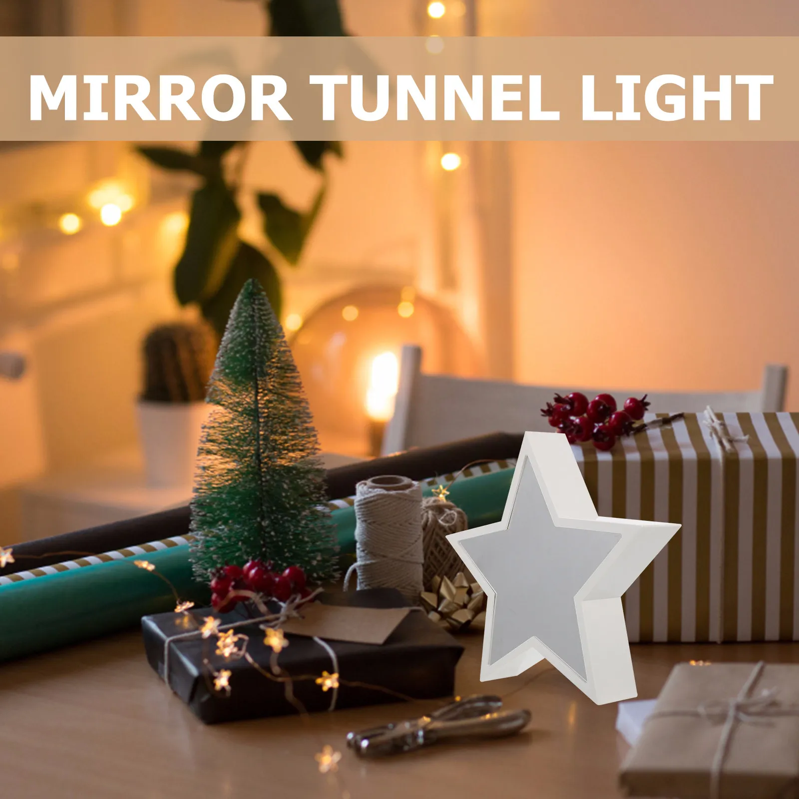 Star Shape LED Tunnel Lamp Night Light Bedroom Desk Decoration Party Table Mirror Night Lamp for