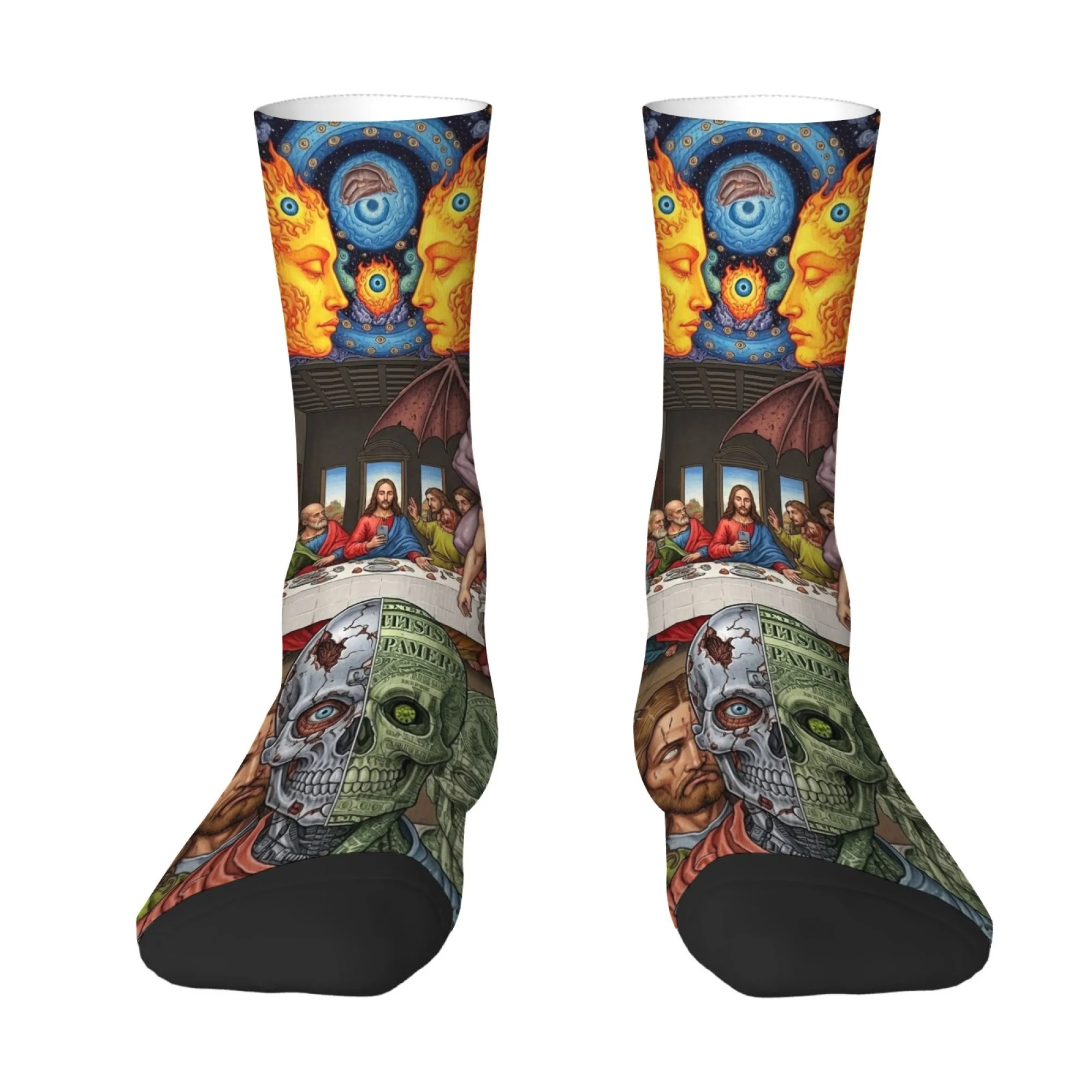 Dark Art Surrealism Socks Soft Comfortable Skin-friendly Men's Socks Outdoor Sports Fitness Socks Crazy Novel Compression Socks