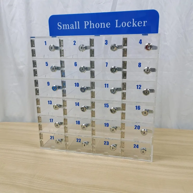 Clear 24 Slots Clear Cell Phones Storage Locker Box Cell Phone Organizer Cabinet for Classroom Office,Shool,Office