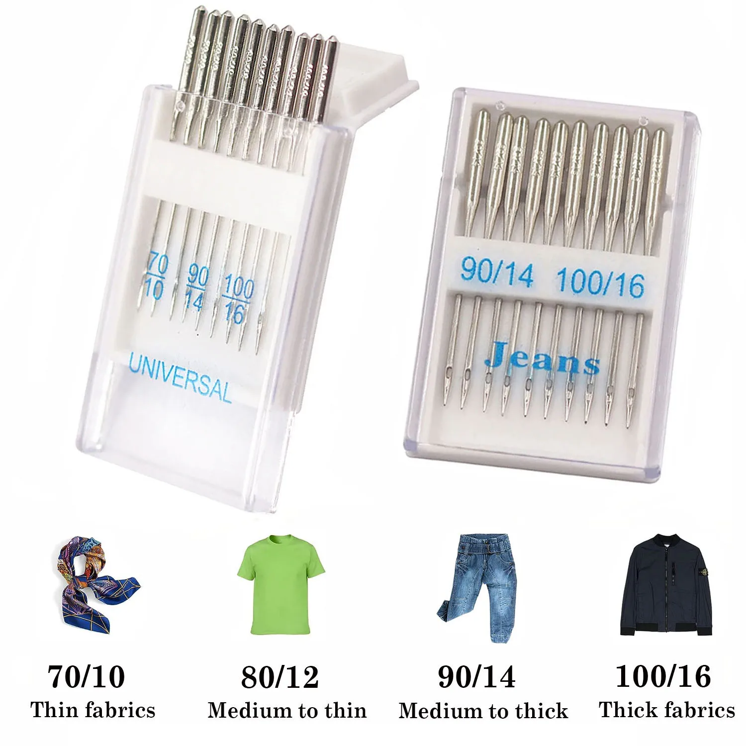 Иглы для швейной машинки, комплект из 20 штук, для Singer, Brother, Janome, Varmax универсальные иголки, размеры 70/10,80/12, 90/14