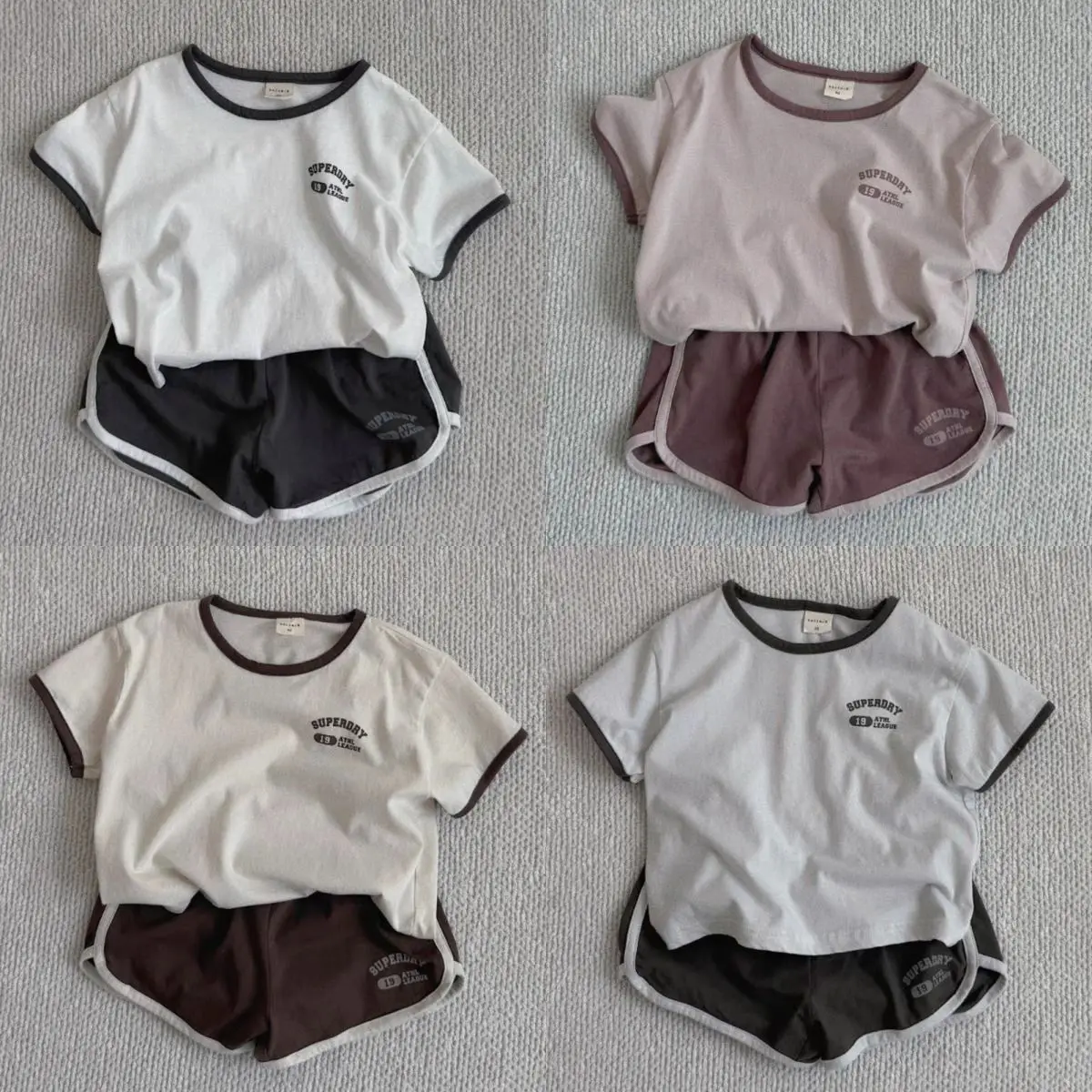 

2026 Summer New Baby Short Sleeve Clothes Set Boys Girls Letter Print T Shirts + Shorts 2pcs Suit Cotton Toddler Casual Outfits