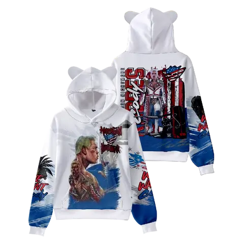 Cody Rhodes Merch Vintage 90s Streetwear Cosplay Funny Sweatshirts for Girls Cat Ear Crop Hoodie Sports unisex Pullover