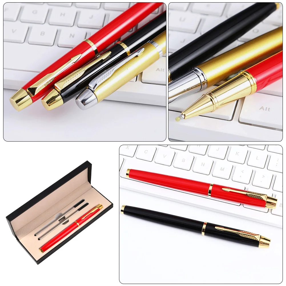 

1 set 1 Set Metal Gift Set Black Refillable Office Sign For Business Events Conference Journaling Stainless Steel Smooth