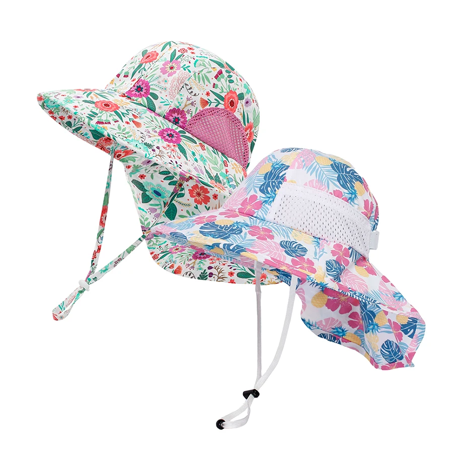 

2 Pack Children's Sun Hat UV Protection Beach Sun Hat with Wide Brim and Mesh