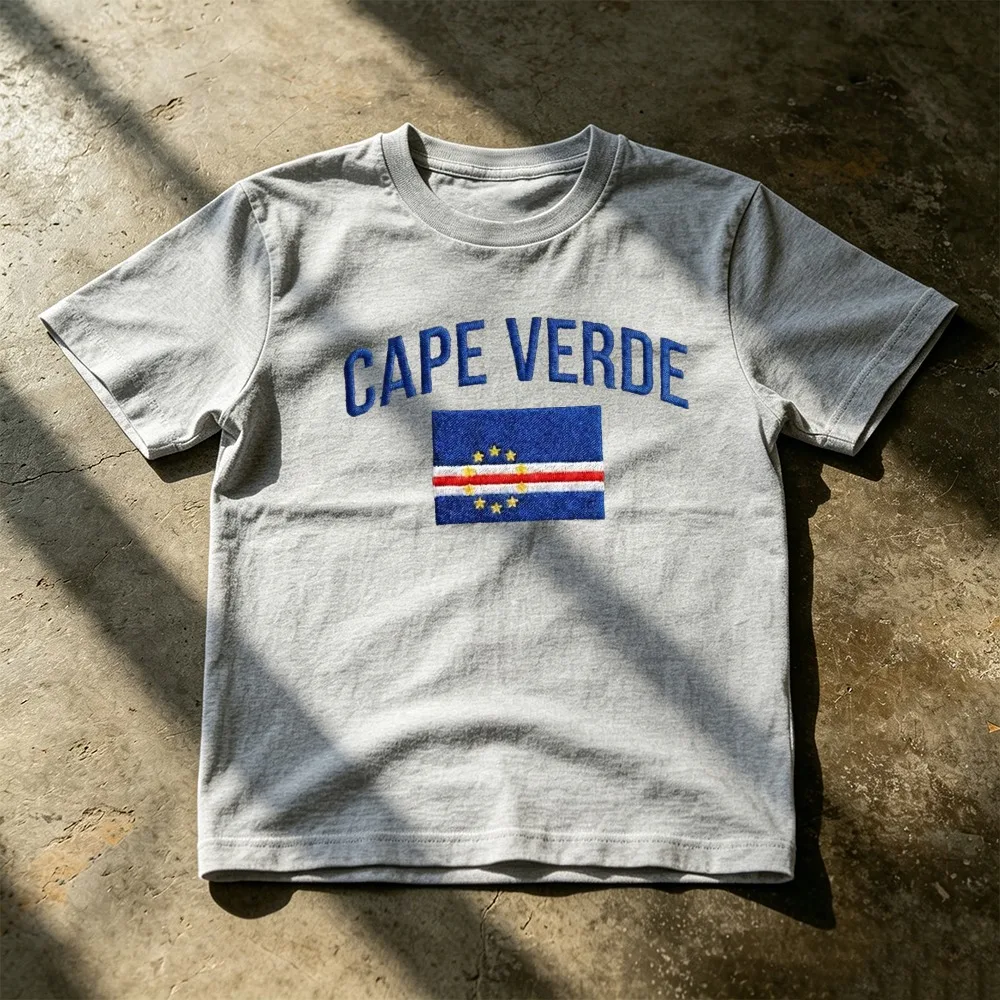 Cape Verde Flag T Shirt Men Women Vintage Cotton Short Sleeve Tee Cape Verde Country National Flag Graphic Print Casual Tees