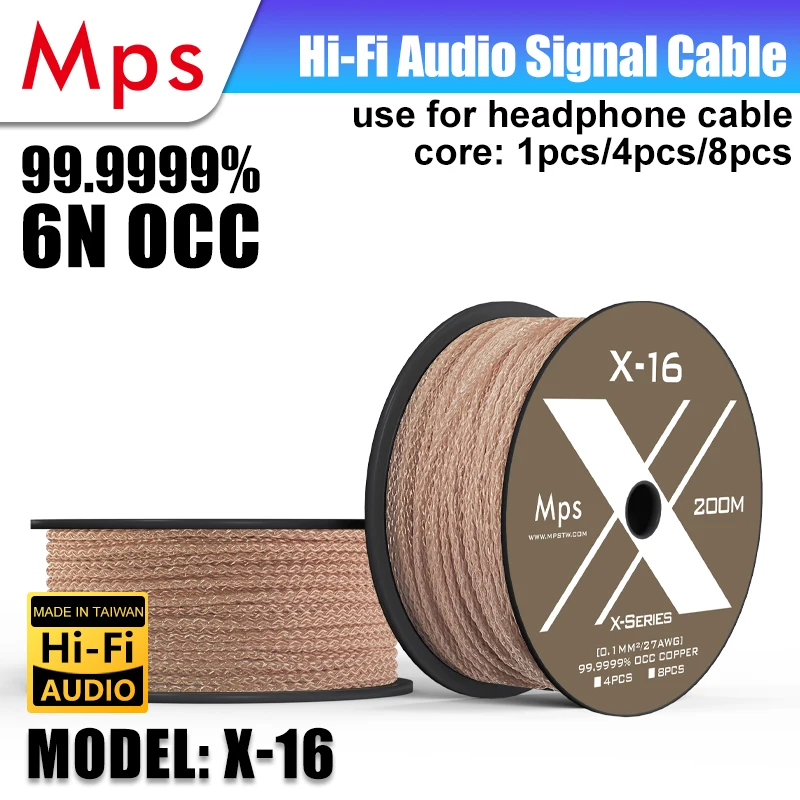 HIFI MPS X-16 Audio Headphone braided cable Amplifier Front Speaker Divider Internal Cable 6N OCC material Made In Taiwan