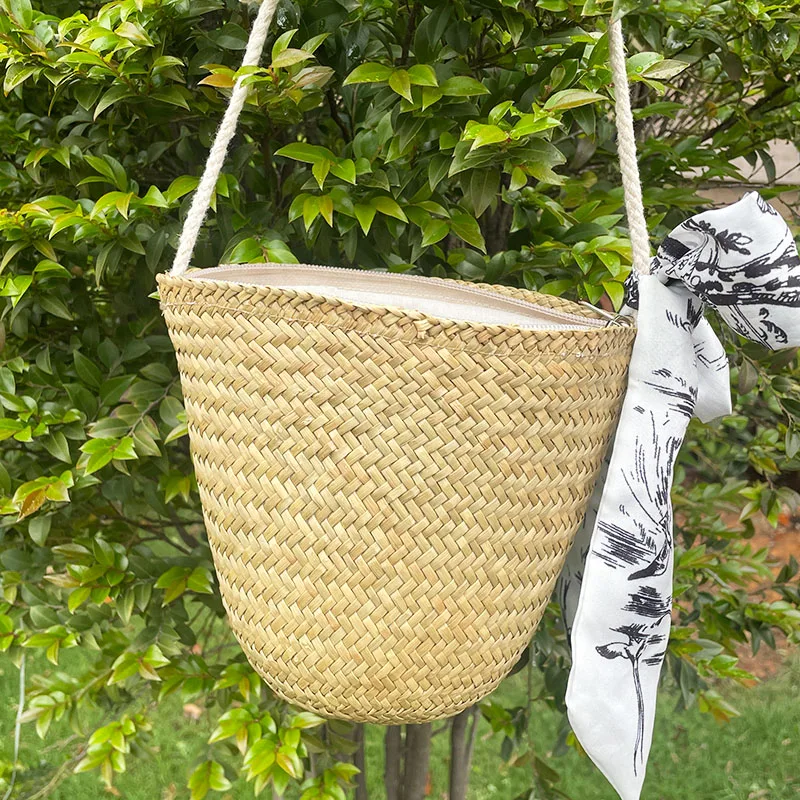 Umhängetasche 2025, Sommer-Strandtasche, handgefertigt, gewebte Grastasche für Damen, Mini-süße Geldbörsen, Umhängetasche