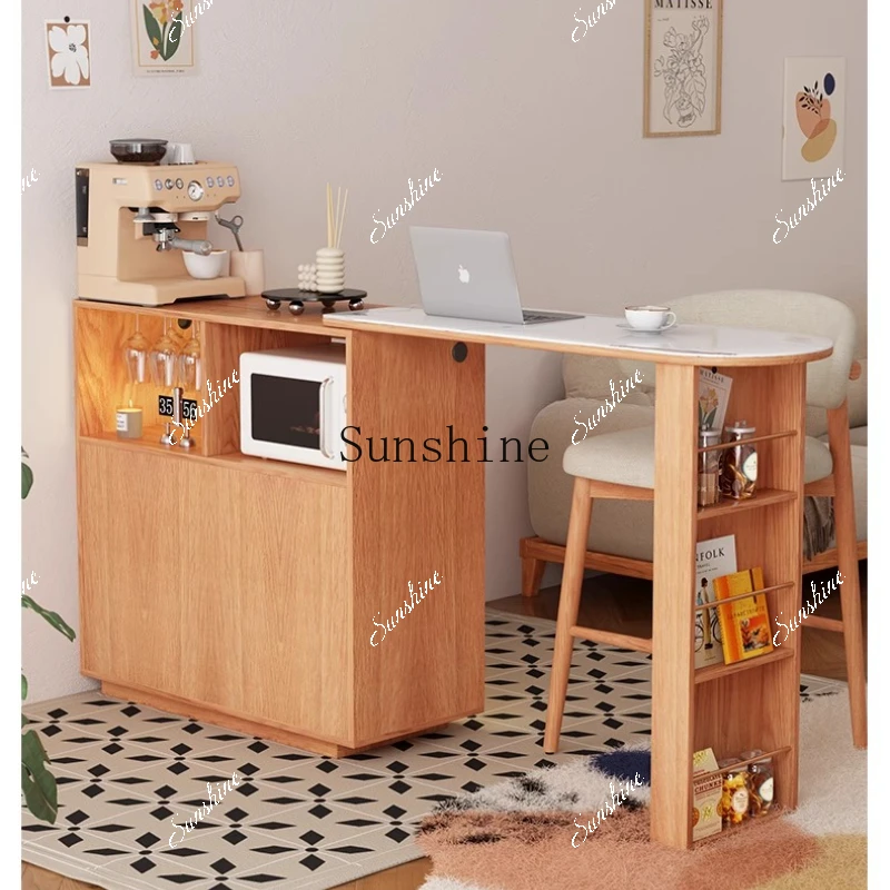 طاولة بار تلسكوبية من الخشب الصلب، خزانة جانبية لتناول الطعام، قسم متكامل، شقة صغيرة متنقلة، غرفة معيشة منزلية، قدم عالية