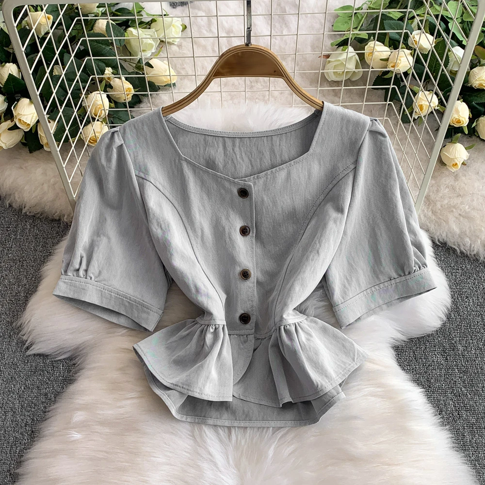 TWOTWINSTYLE Casual Solid Two Piece Sets For Women Square Collar Short Sleeve Top High Waist Skirt Elegant Set Female KSE544245TWOTWINSTYLE Casual Solid Two Piece Sets For Women Square Collar Short Sleeve Top High Waist Skirt Elegant Set Female KSE544245