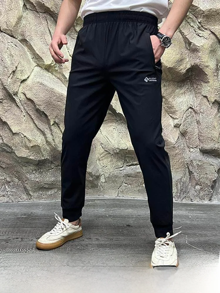 

Профессиональные мужские спортивные повседневные брюки для активного отдыха из ледяного шелка: быстросохнущие, эластичные, дышащие, прямого кроя, для весны и лета