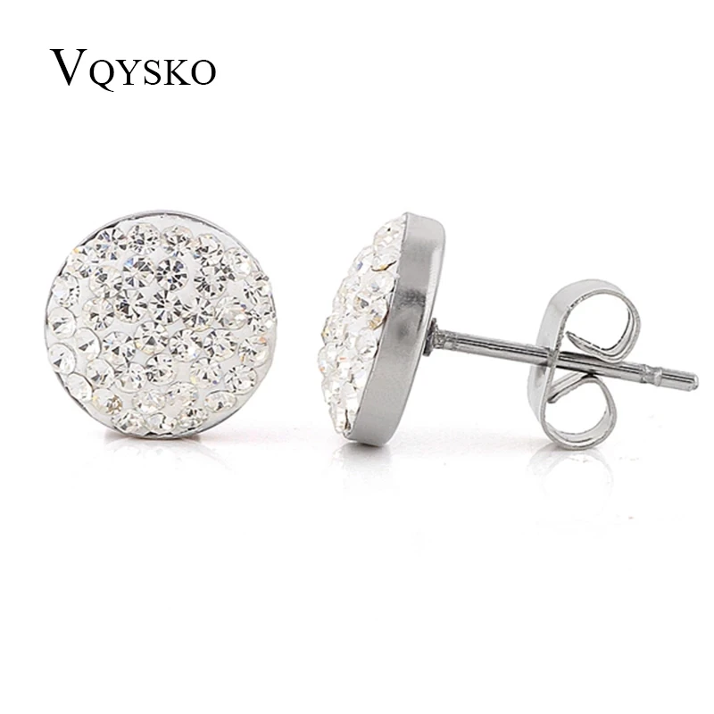 YQYSKO Christmas gift classic Genuine CZ Crystals Stud earrings,Gift to girlfriend 100% hand made