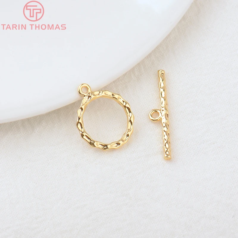 (3324)6 Sets O:15MM T:25MM 24K Gold Color Plated Brass Round Bracelet O Toggle Clasps High Quality Diy Jewelry Accessories