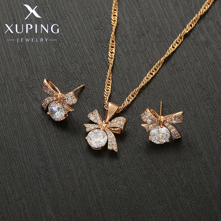 Xuping Jewelry Neu eingetroffen: Knotenförmiges goldfarbenes Ohrstecker- und Halsketten-Set für Damen, Party- und Geburtstagsgeschenk X001237881 – Detail 18