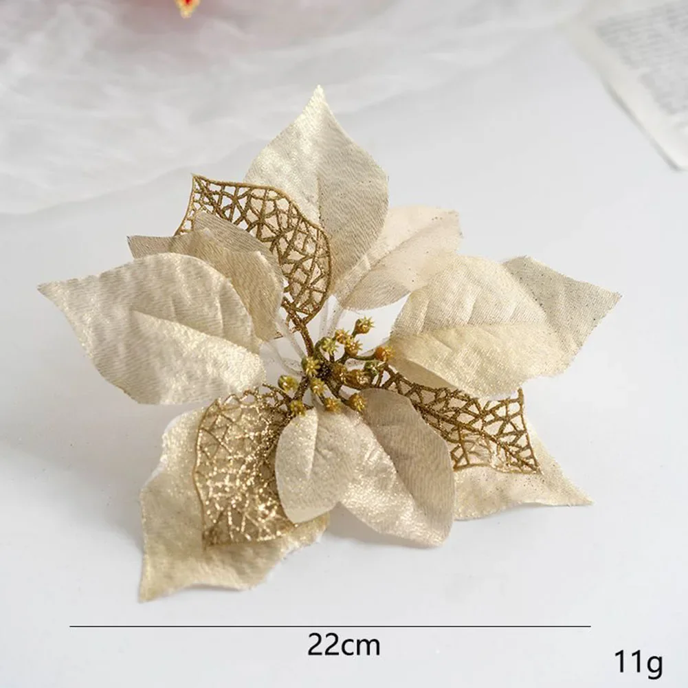 Decorative Flower 22cm Artifical Flowe  Christmas Flower Christmas Tree Christmas Wreaths  Party Wedding DIY Decorations Parts